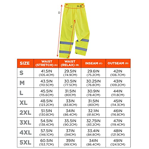 Ergodyne Standard Class E Lightweight Hi-Vis Rain Pants, Lime, Small