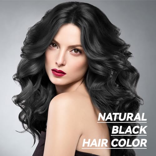 Natural Black Hair Dye Shampoo Instant & Easy 3-in-1 Hair Color Solution for Men and Women - Herbal Formula, Ammonia-free, Lasts 30 Days - 16.90 oz