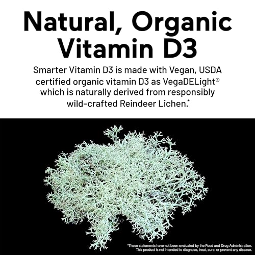 SMARTERNUTRITION Vegan Vitamin D3 5000 IU + Natural Vitamin K2 1100 mcg in Organic Coconut & Olive Oil - D3 K2 Supplement for Immune & Bone Support - 60 Softgels[30 Day Supply]