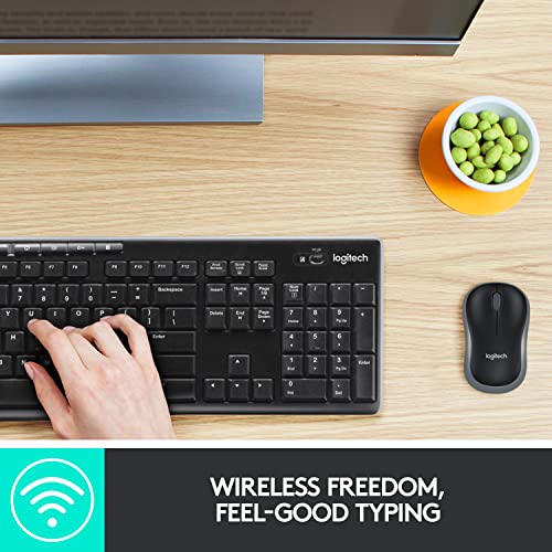 Logitech MK270 Wireless Keyboard And Mouse Combo For Windows, 2.4 GHz Wireless, Compact Mouse, 8 Multimedia And Shortcut Keys, For PC, Laptop - Black