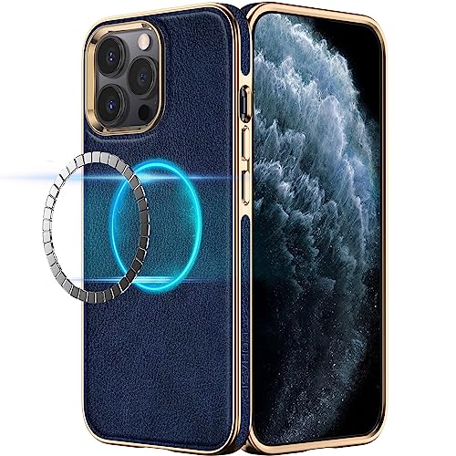 LOHASIC for iPhone 13 Pro Case Compatible with MagSafe, Business Classic PU Leather Best Designer Men Cover Non-Slip Soft Flexible Phone Cases for iPhone 13 Pro(2021) 6.1" 5G - Blue