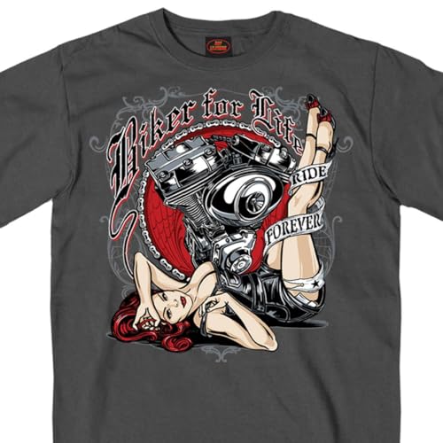 Hot Leathers 24389 Motor Pin Up 100% Cotton Double Sided Printed Biker T-Shirt