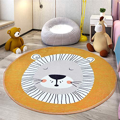 USTIDE Faux Wool Kids Play Mat, 35.4’’ Thick Baby Crawling Area Rug, Infant Baby Room Decor Bedroom Rug Super Soft Anti-Slip Cartoon Animal Baby Floor Mat, Golden Lion