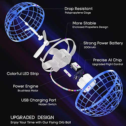 Tikduck Flying Orb Ball 2024 Toys Soaring Hover Boomerang Spinner Hand Controlled Mini Drone Cosmic Globe Spinning Kids Adults Outdoor Birthday Gift Cool Stuff for Boys Girls 6 7 8 9 10+ Year Old