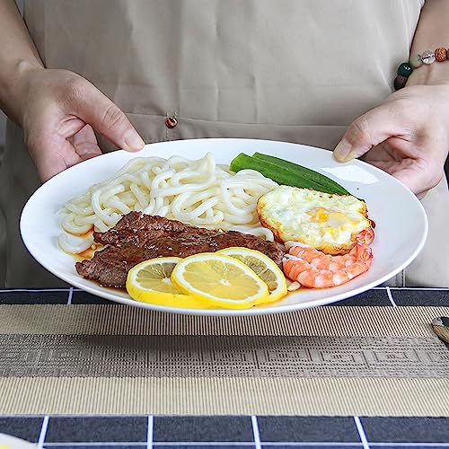 YFWOOD Ceramic Dinner Plates Set Of 6, 8 Inch Salad Plates, Contemporary Round Porcelain Tablewar, Suitable for Desserts, Appetizer, Pasta, Microwave Safe, Scratch Resistant Deep Plates - White