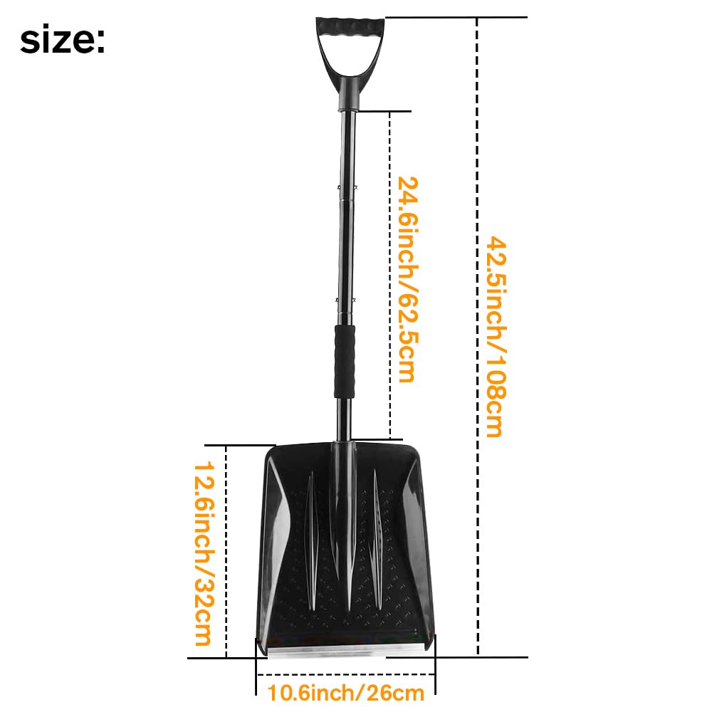 Snow Shovel, Snow Shovels for Snow Removal Heavy Duty Portable Sport Utility Detachable Shovel for Driveway Car Emergency Home Garden Camping Beach