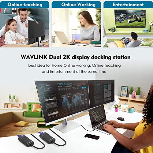 WAVLINK USB3.0 to HDMI/DVI/VGA Universal Graphic Adapter，Supports Primary/2048x1152 Extend/Mirror Video Mode up to 6 Display Units with Aduio Port Displaylink Chip for Windows, Chrome OS