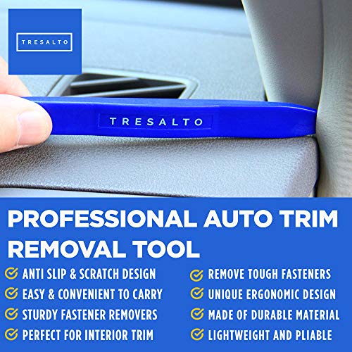 Tresalto Auto Trim Removal Tool Kit (No Scratch Plastic Pry Kit) , Door Panel Removal Tool, Car Clips, Push Rivets, Molding, Dashboards, Interior Trim Tools, Blue