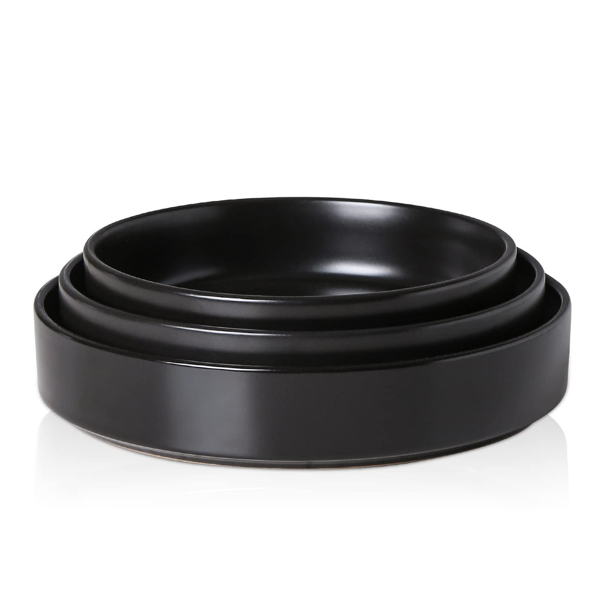 Stone Lain Celina Stoneware Bowl Set, 3-Piece Round Serving Bowls, Bowls for Kitchen, Black