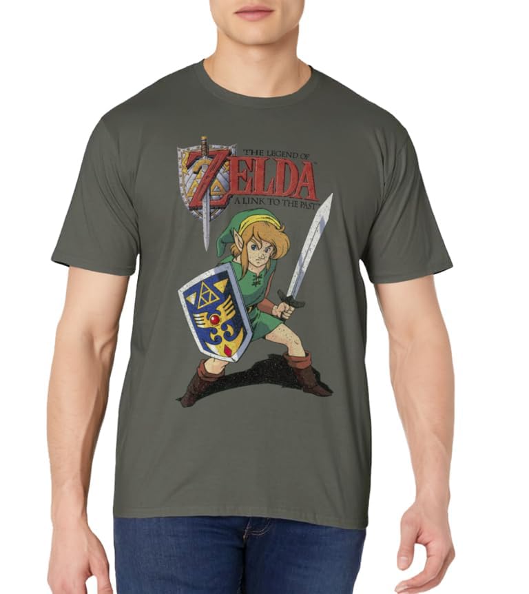 Legend of Zelda Grey Cartoon Art T-Shirt - Crew Neck, Classic Fit, Short Sleeve