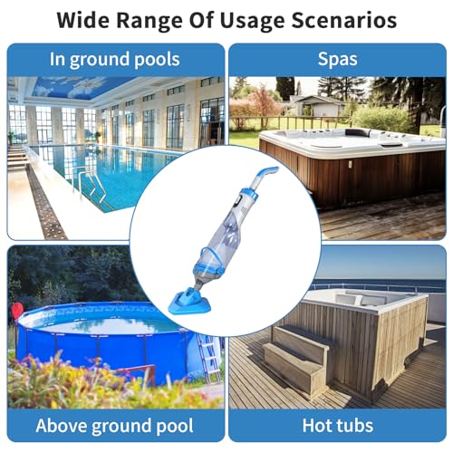 LANCHEZ Cordless Pool Vacuum with Strong Suction, Handheld Rechargeable Swimming Pool Cleaner with Powerful Suction up to 17.5 GPM for Inground and Above Ground Pools, Hot Tubs