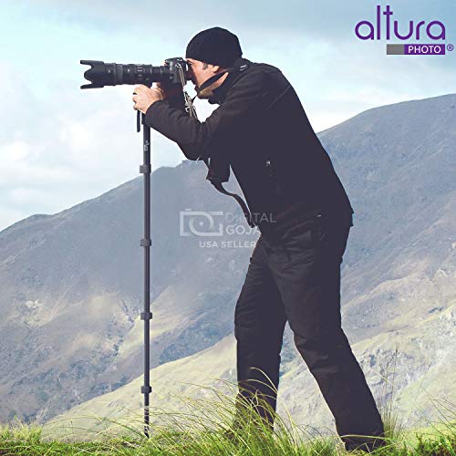 Altura Photo 62-Inch Camera Monopod - Heavy Duty Monopod for Canon, Nikon, & Sony Mirrorless & DSLR Cameras - Steady Photography Monopod - Lightweight & Portable - Easy to Carry with Pouch