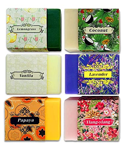 Handmade Soap Bars Gift Set. 6 Artisan Aromatherapy Soap Bars for Men and Women Soap Gift Set. Hand and Body Soap Bars for Women Men and Kids. Natural Specialty Soap for Sensitive Skin