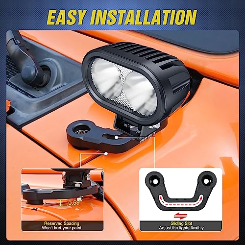 Nilight Light Mounting Bracket Hood Cowl Mount Brackets for Front A-Pillar Auxiliary Offroad LED Pod Light Work Lights on 2018-2023 Jeep Wrangler JL/JLU 2020-2023 Gladiator JT