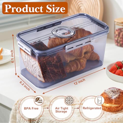 ANYPROLUS Bread Box for Homemade Bread, Bread Boxes for Kitchen Counter Airtight, Time Recording Bread Storage Container with Lid, Bread Containers Storage Airtight Loaf Bread Keeper, Grey