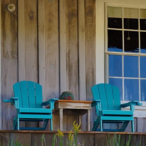 YEFU Adirondack Chair, Oversized Plastic Adirondack Chair Folding Outdoor Chairs with Cup Holder, Lawn Chair with Weather Resistant for Outside Deck Lawn Garden, Weight Capacity Up to 400 Lbs –Aruba