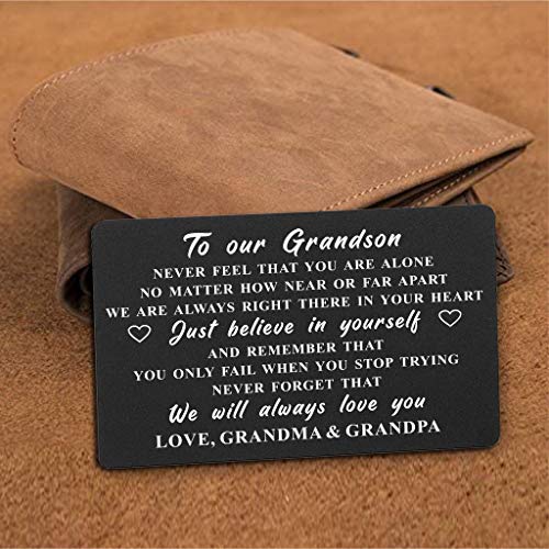 DEGASKEN Grandson 30th Birthday Card - Birthday Gifts for 30 Year Old Grandson - 30th Birthday Decorations for Grandson, Personalized Engraved Wallet card