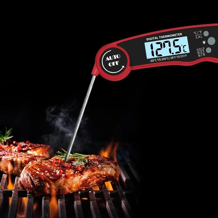 Digital Meat Thermometer with Bottle Opener - Waterproof Magnetic Instant Read Temperature Folding Probe for Cooking Hot Food Oil Fryer BBQ Grill Smoker Candy Liquids Beef Chicken Lamb Fish Pork