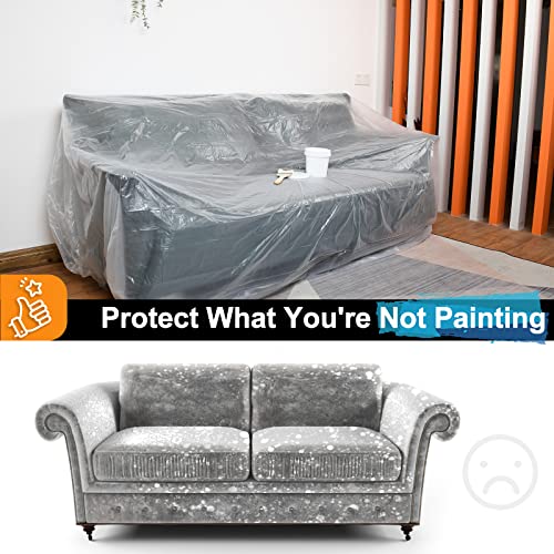 10 Piece Painter Plastic Drop Cloths Sheet,Waterproof Anti-dust Cover,9x12 Feet Disposable Tarp for Painting for Couch/Furniture Cover
