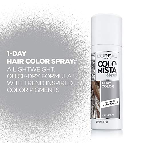 L'Oreal Paris Colorista 1-Day Washable Temporary Hair Color Spray, Silver, 2 Ounce