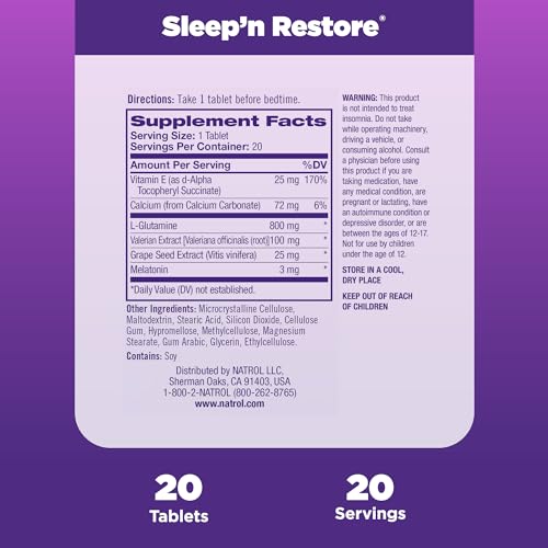 Natrol Sleep N Restore Tablets, 20 Count