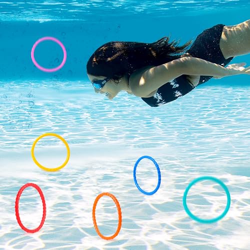 JOYIN Dive Rings Pool Toys, 8 Pcs Colorful Pool Rings for Kids, Underwater Training Pool Diving Rings, Swimming Pool Dive Ring Toy for Kids Gifts Summer Swim Water Fun Pool Games(Diving Circles)