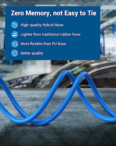 DEWENWILS Hybrid Air Hose 1/4 Inch by 6FT 300 PSI, Heavy Duty Air Compressor Hose with 1/4" Industrial Quick Coupler Fittings, Flexible and Kink Resistant Air Hose (Blue)