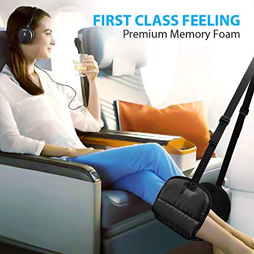 Airplane Footrest Made with Premium Memory Foam - Airplane Travel Foot Hammock, No Clashing Foot Hammock & Portable Plane Leg Rest, Provides Relaxation and Comfortable for Long Flight