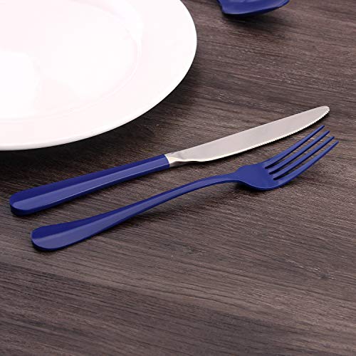 Blue Silverware Set, Bysta 20-Piece Stainless Steel Flatware Set, Kitchen Utensil Set Service for 4, Tableware Cutlery Set for Home and Restaurant, Knives mirror polish, Dishwasher Safe