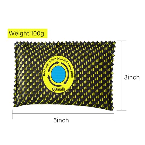 QBmalls 100g Rechargeable Silica Gel Desiccant Pack of 5,Moisture Absorber for Storage,Gun Safes,camper and Cars,Desiccant Dehumidifier for Closets,Drawer,Luggage and Small Spaces