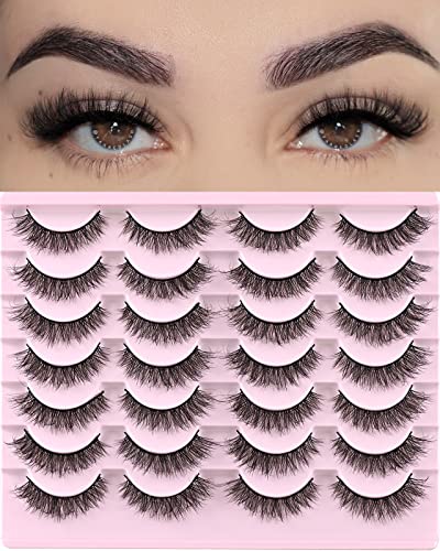 FARRED Cat Eye Lashes Natural False Eyelashes 14 Pairs Wispy Lashes Pack Short Strip Lash Fake Eyelash Mink Lashes Small Full pestañas Set (F21 | 8-14mm)