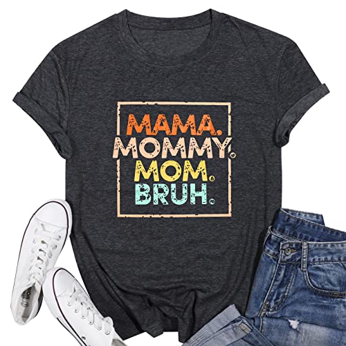 Mama Shirts for Women | Mama Mommy Mom Bruh Shirt | Funny Mom Life Tee | Mothers Day T Shirt Gift Casual Top