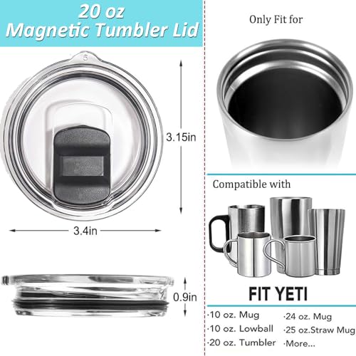 Yeti Tumbler Lids, 2 Pcs 20 oz Yeti Magnetic Slider Replacement, Spill Proof Yeti Coffee Cup Lids with Magnetic Slider Switch for Yeti Tumbler, 10/24oz Mug/10oz Lowball/Ozark Trail/Old Style