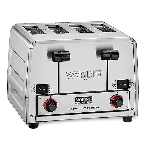 Waring Commercial WCT850RC 4-Slice Heavy Duty Commercial Pop-Up Bread/Bagel Toaster, 120V, 1800W, 5-15 Phase Plug