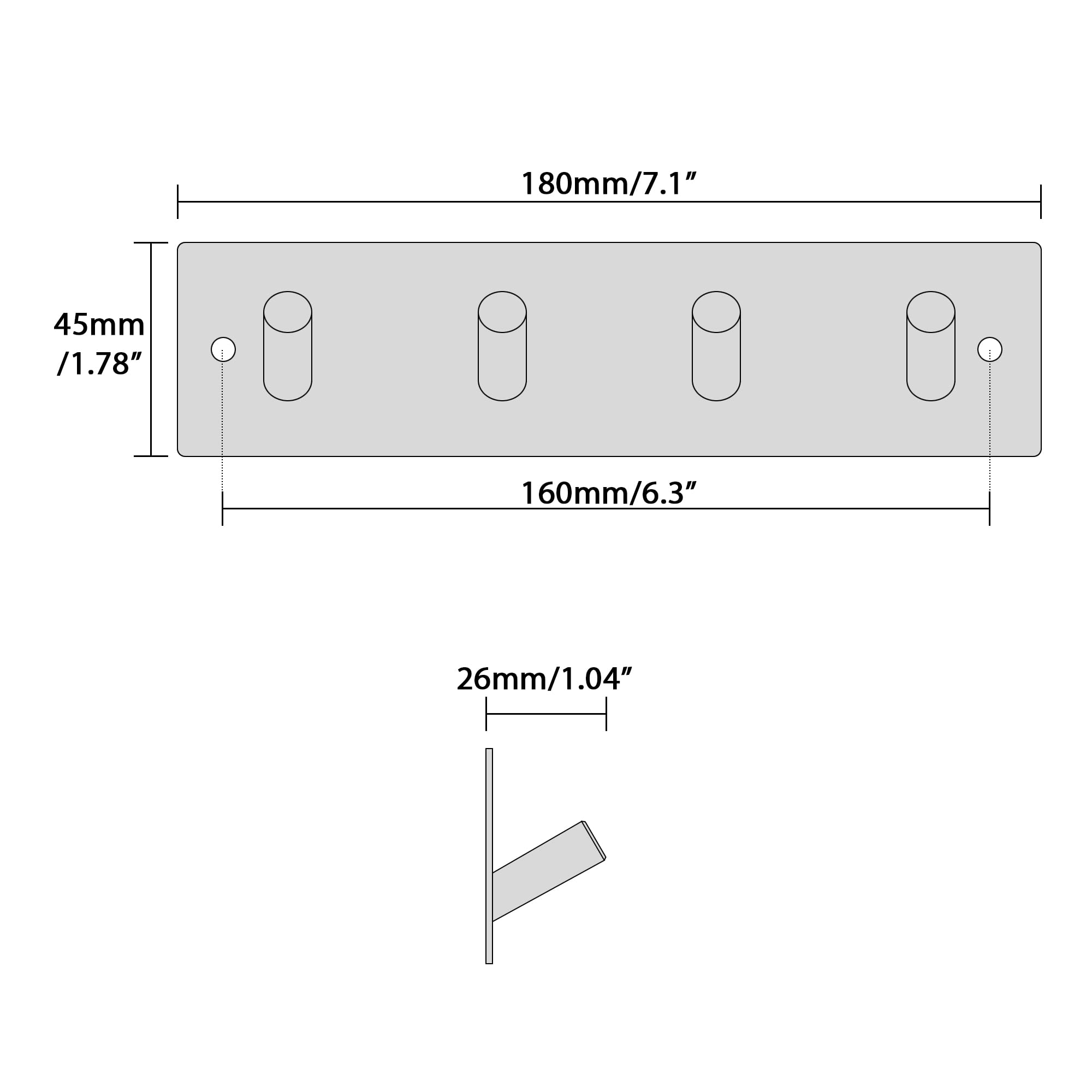 Alise Bathroom Towel Hook Towel Robe Coat Rack/Rail with 4 Hooks,Wall Drilling or 3M Self-Adhesive Mount,GWLD1004B-4P SUS304 Stainless Steel Black Finish Pack of 4