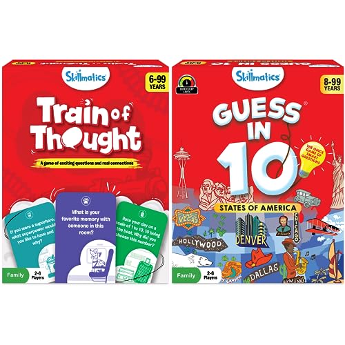 Skillmatics Train of Thought & Guess in 10 States of America Bundle, Games for Kids, Teens & Adults, Gifts for Boys and Girls Ages 6, 7, 8, 9 and Up