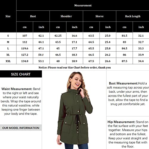 Twinklady Womens Rain Coat Lightweight Hooded Long Raincoat Outdoor Breathable Rain Jackets（Armygreen S)