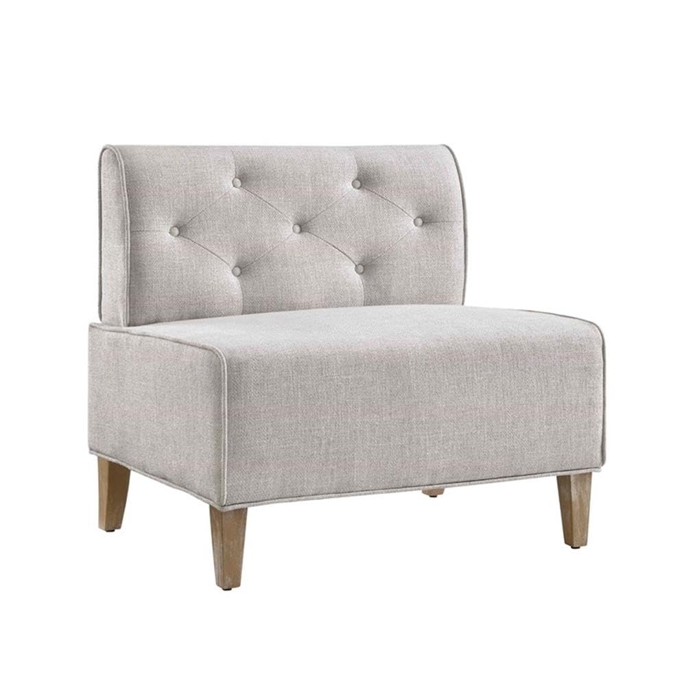 Powell Linon Hale Tufted Back Fully Upholstered Corner Nook Bench in Light Grey