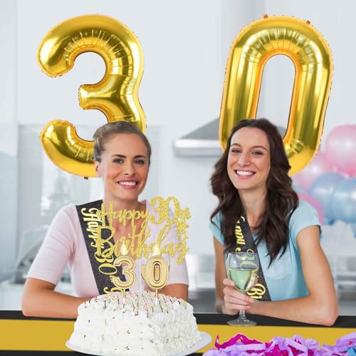 18th Birthday Decorations for Boys Girls with 18th Birthday Banner, Black and Gold Table Cloth, 18 Number Balloons, 18th Birthday Sash, 18th Birthday Cake Topper and 18th Birthday Candles