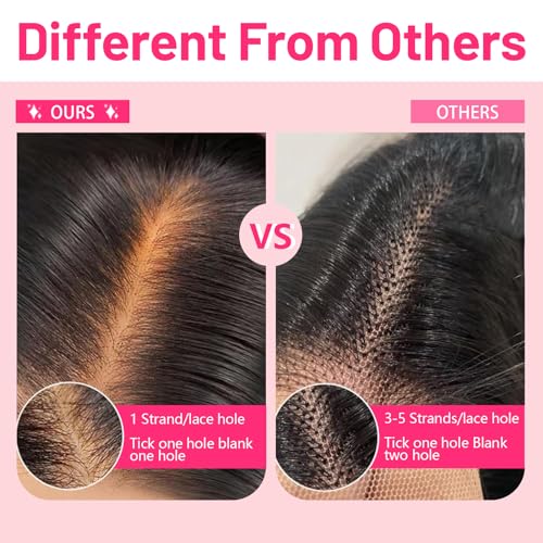PIOPIC Lace Front Wigs Human Hair Water Wave Pre Plucked 13x6 Curly HD Transparent Lace Front Wigs with Baby Hair 200 Density Gluesless Human Hair Wigs for Women Natural Black Color 20 Inch