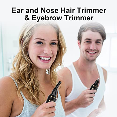 Ear and Nose Hair Trimmer-Rechargeable Nose Trimmer for Men and Women Professional Painless Nose Clipper Eyebrow & Facial Hair Trimmer-IPX7 Waterproof Dual Edge Blades for Easy Cleansing-Black