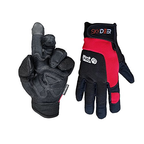 SKYDEER Touch Screen Leather Work Gloves for Men, Impact Protection, Vibration Reduction, Machine Washable Gardening Gloves (SD8820/M)