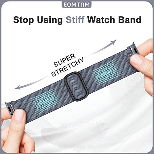 EOMTAM 5 Pack Stretchy Nylon Compatible for Apple Watch Ultra 2/1 Band 38mm 40mm 41mm 42mm 44mm 45mm 49mm Women Men,Elastic Cloth Sport Wristbands Solo Loop for iWatch Series 9 8 SE 7 6 5 4