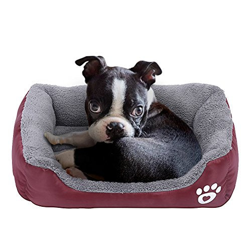 Barelove Square Dog Bed Mattress Washable Kennel, Soft Plush Faux Fur Rectangle Sleeping Pet Bed for Small Medium Large Dogs Cats Puppy Pets, with Anti-Slip Waterproof Bottom (Grey)