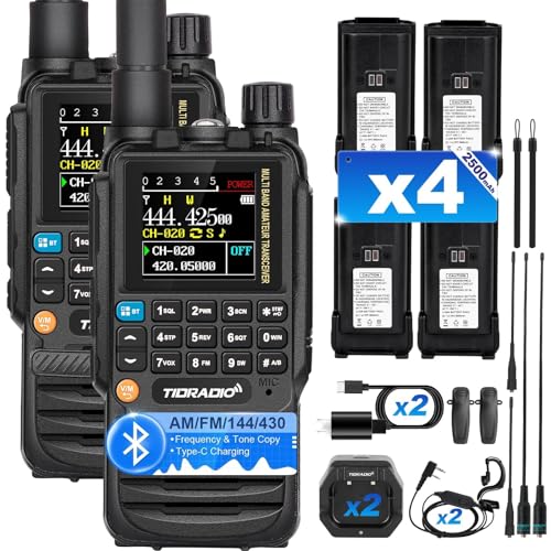 TIDRADIO TD-H3 GMRS Radio,Type C & Wireless Programming(4Pcs Batteries)，8-Band Long Range Walkie Talkies Rechargeable Handheld Full-Featured 2 Way Radios- Black, Full Kit 2Pack