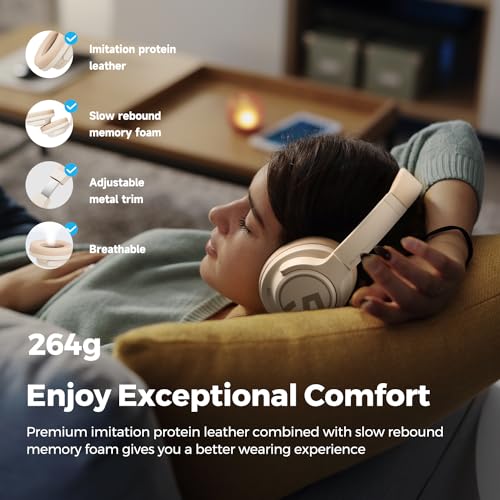 SoundPEATS Space Hybrid Active Noise Cancelling Wireless On-Ear Headphones Foldable Lightweight Over-Ear Bluetooth 5.3, Built-in Microphone, 40mm Driver, 123H Play, Multipoint Connection with ANC