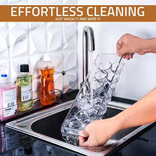 Utopia Home Egg Container With Lid and Handle for Refrigerator - Pack of 1 - Clear Stackable Egg Holder for Kitchen Storage and organization