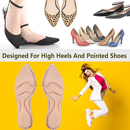 Shoe Inserts, Shoe Insoles Women, High Heel Insoles, (2 Pairs Beige) Shoe Cushion Inserts Breathable, 5D Sponge Barefoot Comfort Insoles, for Massaging, Arch Pain and Foot Pain Relieve