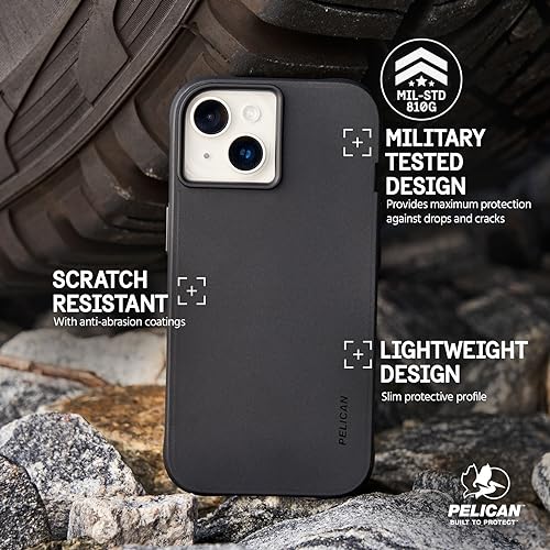 Pelican Ranger Series - iPhone 15 Case 6.1" [Wireless Charging Compatible] Rugged, Protective Phone Case with Anti-Scratch Technology [12ft MIL Grade Drop Protection] Cover for iPhone 15 - Black