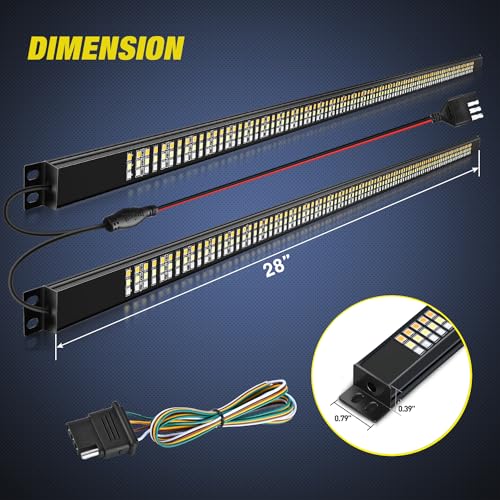 Nilight Truck Tailgate Light Bar 56" Aluminum Frame Triple Row 576 LED Strip with Red Running Brake Lights Amber Sequential Turn Signals White Reverse Lights for Truck, Pickup, SUV